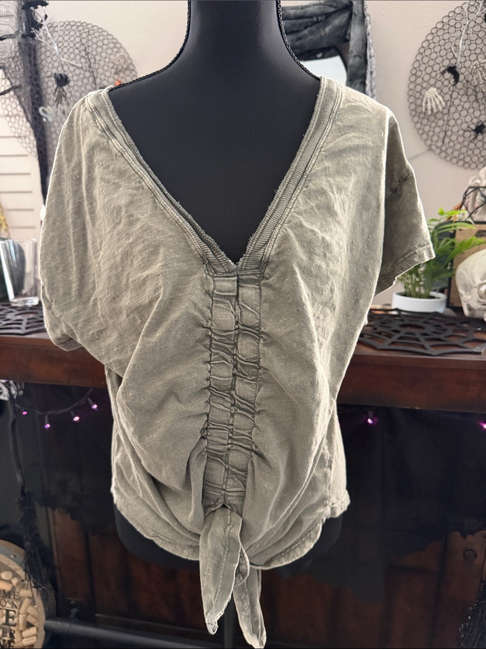 Free People "Free People" "ruched front" "tie" Tee